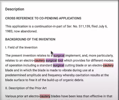 Google Patent Product Description