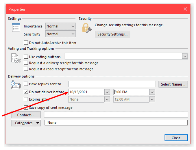 Outlook Delay Delivery