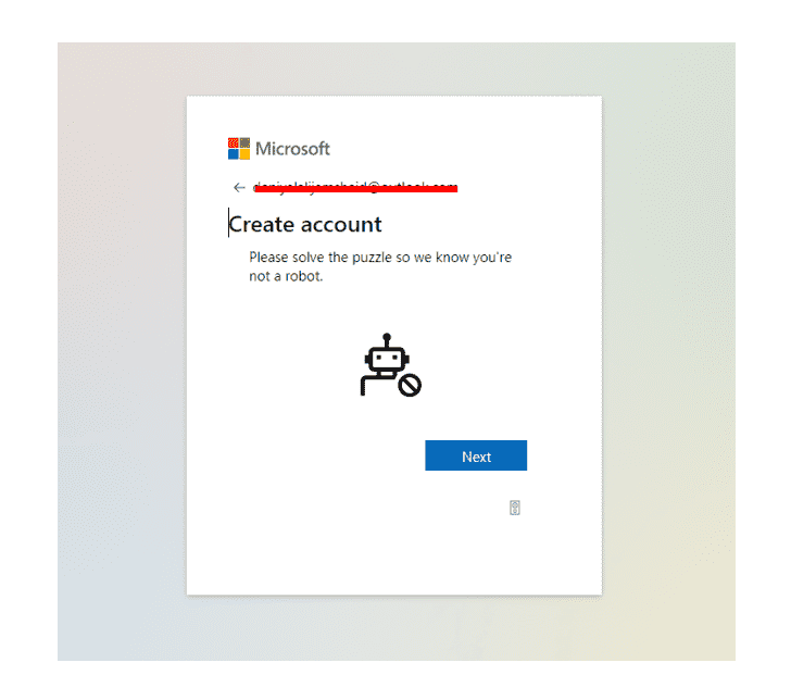 Outlook Account Human Verification