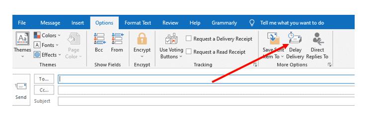 Scheduling an email in outlook tab