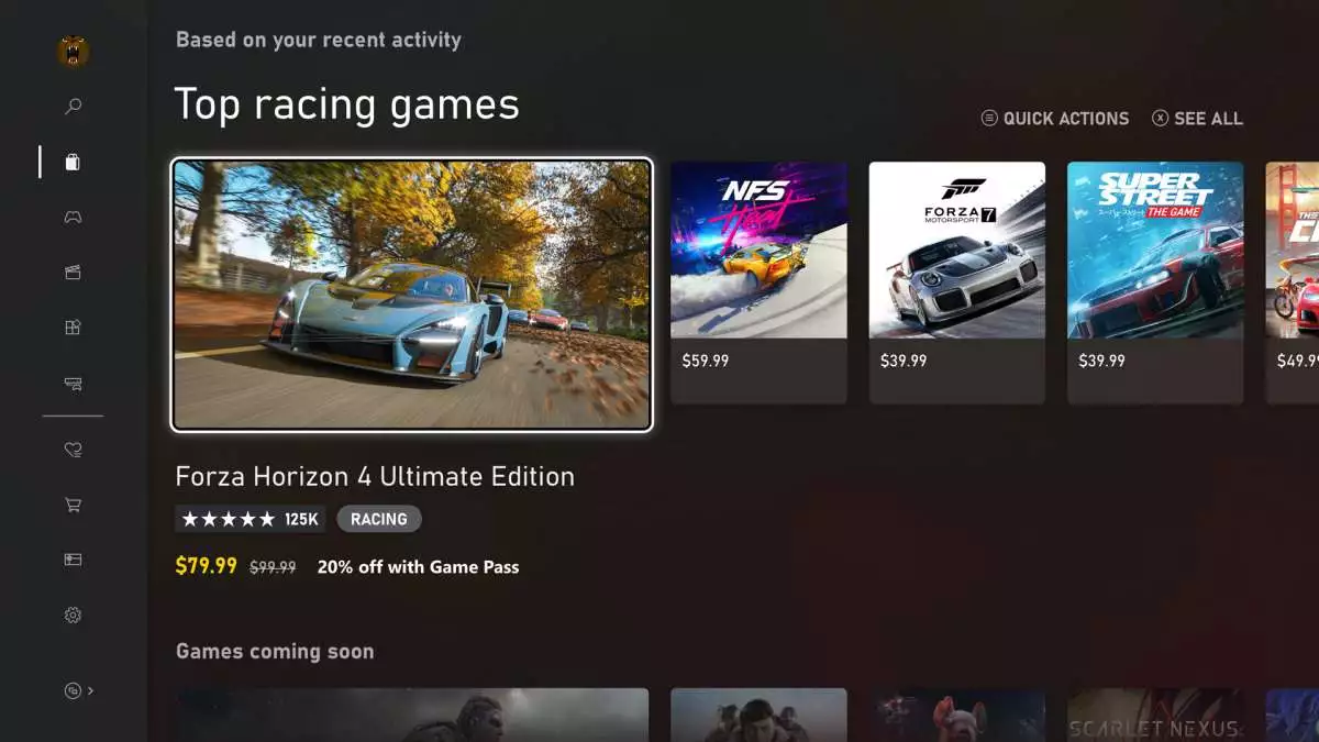 Xbox Series X Interface